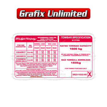 BA BF XR6 - XR8 - GT Tyre Palcard  