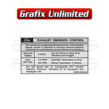 Emission Decal, 302 Windsor 1970 - 1971