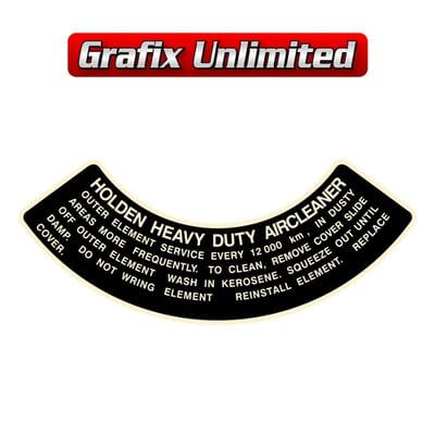 Aircleaner Decal Holden Heavy Duty