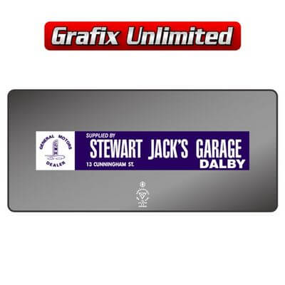 Dealership Decal Stewart Jacks Garage Dalby