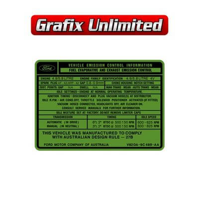 Emission Decal 49 + 58 V8 Green 1982 