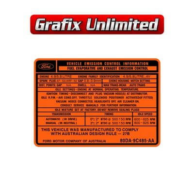 Emission Decal 49 + 58 V8 Orange 1980