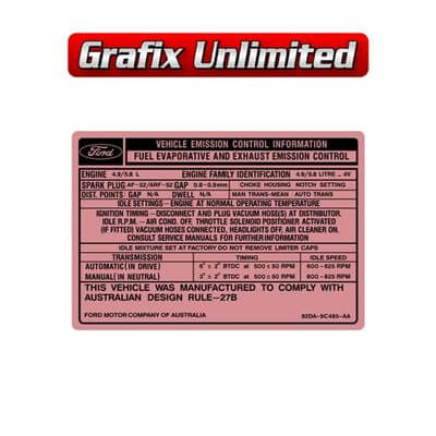 Emission Decal 49 + 58 V8 Pink 1982 