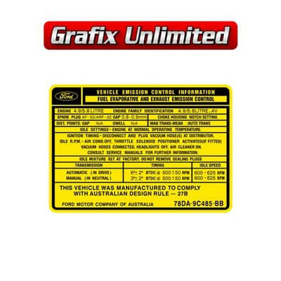 Emission Decal Yellow 49 + 58 V8 1978 