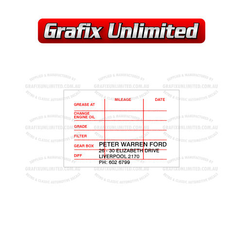Lube Decal Motorcraft 72  74 with rear Dealer Details