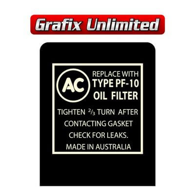 Oil Filter Decal AC Type PF 10
