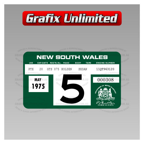 Registration Label NSW 1974 - 1980