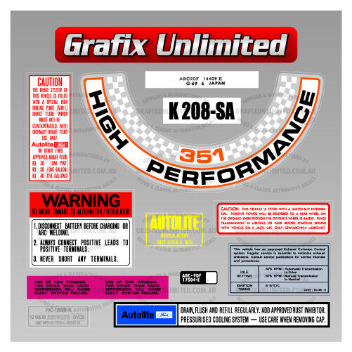 Sticker Kit XW GT HO 1969 Full Restoration