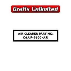Aircleaner Decal, Filter Part Number