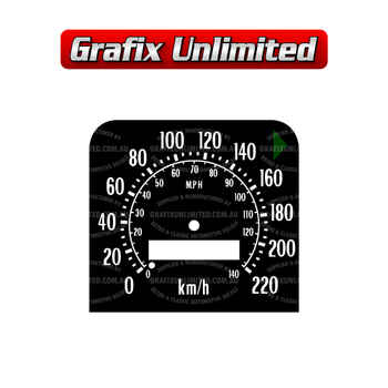 Dash Guage Decal, HQ Speedo Fascia 220KPH/140MPH 2