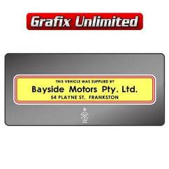 Dealership Decal, Bayside Motors Frankston