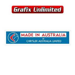 Made in Australia by Chrysler Decal, Light Blue