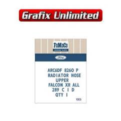 Radiator Hose Upper Part Number Label 289