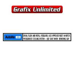 Radiator Support Panel Coolant Decal Mid Blue