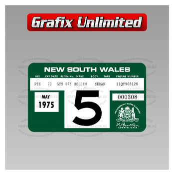 Registration Label, NSW 1974 - 1984