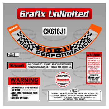 Sticker Kit, XA GT Automatic Engine Bay