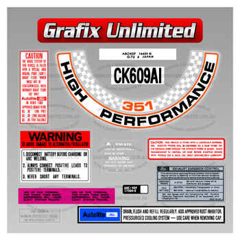 Sticker Kit, XW GT 1970 Automatic Engine Bay 