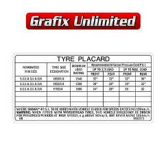 Tyre Placard, Part Number 9930173