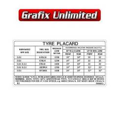Tyre Placard, Part Number 9941013