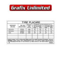 Tyre Placard, Part Number 9941015