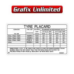 Tyre Placard, Part Number 9942827